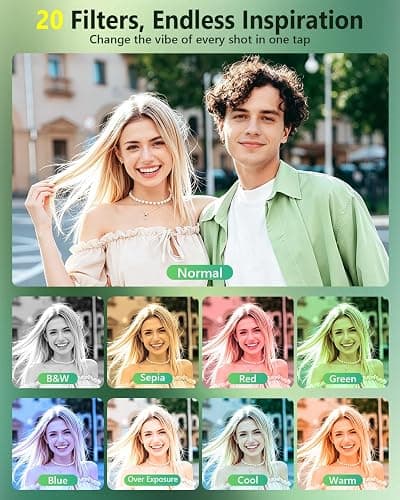 4K Digital Camera for Photography 48MP Dual Lens Autofocus 16X Zoom, White | Portable with Anti-Shake, Flash, 2.8" Screen, Vlogging Camera for YouTube Travel Selfies, Beginners, 32GB Card, 2 Batteries thumbnail 6