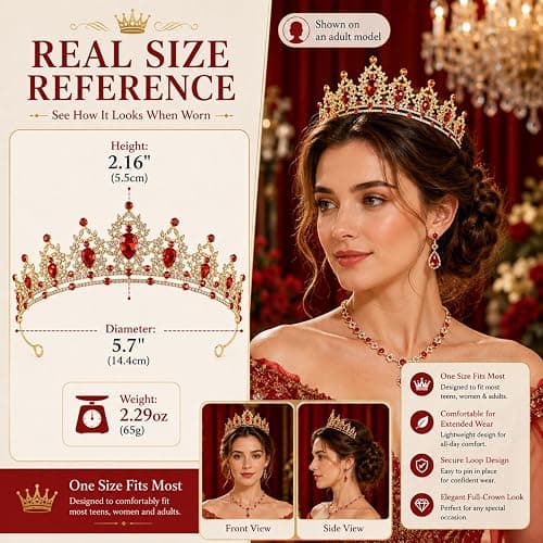 Crystal Crown and Tiara For Women - Rhinestone Headband For Princess Girls,Bridal Hair Accessories For Weddings Birthday thumbnail 5