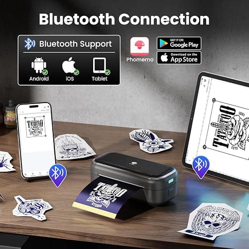 Phomemo TP31 Mini Tattoo Stencil Printer,Bluetooth Tattoo Printer with 30pcs Transfer Paper,Tattoo Machines Printers for Tattoo Beginners & Artists Temporary Tattoo Maker thumbnail 6