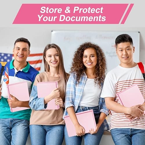 1-inch 3 Ring Binder with 2 Interior Pockets, 1'' Basic Binders Holds US Letter Size 8.5'' x 11'' Paper - Versatile Binders for Office, Home, and School Use, 6 Pack (Pink) - Pink thumbnail 7
