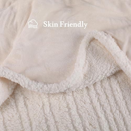 BRILLIO Electric Heated Blanket Flannel & Sherpa 62"x84" Twin Size - 4 Heat Levels, 10H Auto Shut Off, Fast Heating, Cozy and Comfortable, Warm Gifts, Machine Washable - White thumbnail 2