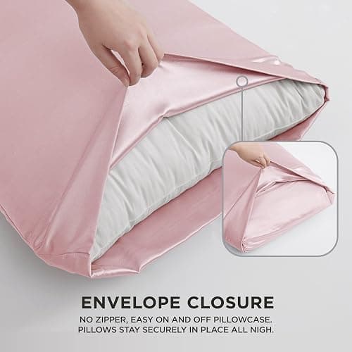 Juicy Couture Queen Size Satin Bed Sheet Set, Deep Pocket Silky Satin Queen Sheet Set with 1 Fitted Sheet, 1 Flat Sheet and 2 Pillow Case, Wrinkle Resistant and Anti Pilling - Pink - Queen - 4 Piece Set - Pink thumbnail 4