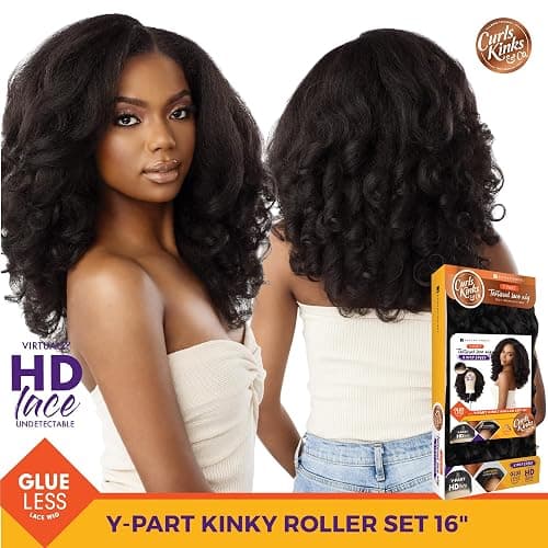 Sensationnel Curls Kinksandco Kinkyedges Wig - Kinky Roller Set 16 Inch Y Part Lace Natural Kinkytexture Edged Hairline for Natural 3C to 4C Hair Textures (BALAYAGEGOLD) thumbnail 4