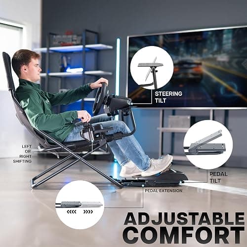 VIVO Foldable Racing Simulator Chair with Wheel Stand, Gear Mount, Cockpit and Frame Only, Fits Logitech, Thrustmaster, Fanatec, Compatible with Xbox One, PlayStation, PC Video Game, STAND-RACE2F thumbnail 5