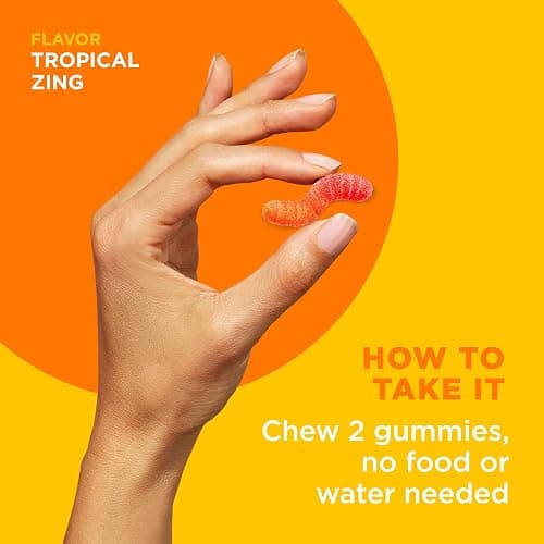 OLLY Hello Happy Gummy Worms, Mood Balance Support, Vitamin D, Saffron, Adult Chewable Supplement, Tropical Zing - 60 Count thumbnail 5