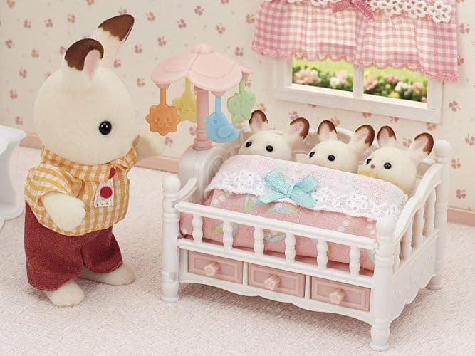 Calico Critters - Crib with Mobile Set - Dollhouse Furniture & Accessories | Rock the babies to sleep under a spinning mobile - nursery furniture that makes bedtime scenes extra sweet, Ages 3+ thumbnail 4