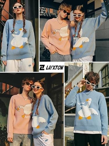 Laixton Men's Graphic Oversized Sweater Unisex Knit Aesthetic Sweaters Streetwear Casual Tunic Pullover Jumper thumbnail 2
