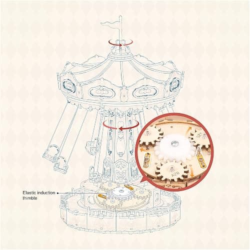 ROKR 3D Puzzles Wooden Music Box Kit with LED, Rotating Swing Ride Mechanical Model Kit DIY Wood Craft Hobbies Kit for Adults Birthday for Adults thumbnail 5