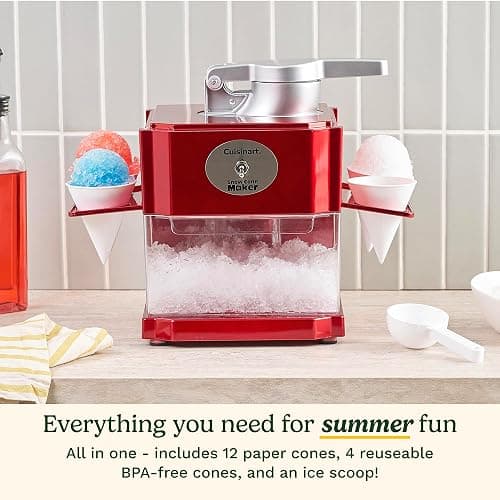 Cuisinart Snow Cone Machine, 90W Motor & Interlock Safety, 4 Reusable Cones | Snow cone maker & slushie machine with 4 reusable cones, compact design & auto-shutoff, 4-5 cones in under a minute, SCM-10P1 thumbnail 6