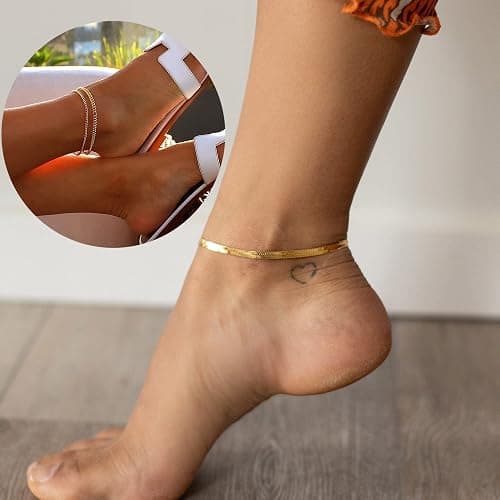 DEARMAY Gold Anklets for Women Waterproof | Non Tarnish14K Gold Plated Ankle Bracelets Set Stack, Summer Beach Jewelry Gifts for Vacation thumbnail 4