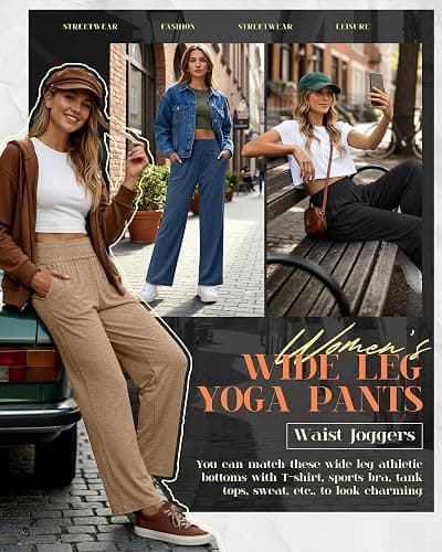 Neer 3 Pack Women's Wide Leg Yoga Pants Comfy Lounge Pants with Pockets Baggy Elastic Waist Joggers Ladies Open Bottom thumbnail 6