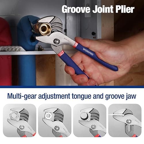 7-Piece WORKPRO Pliers Set with Groove Joint, Long Nose, Slip Joint, Linesman, and Diagonal Pliers for DIY & Home Use thumbnail 4
