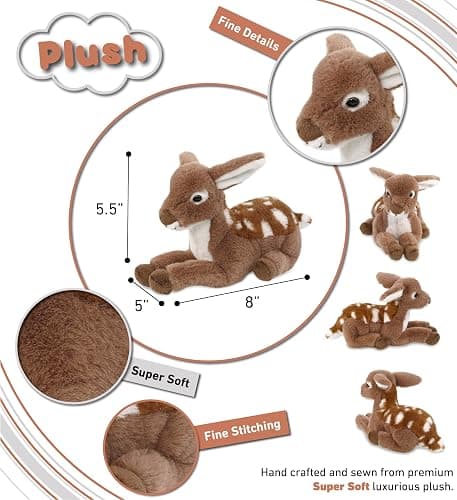 DolliBu Fawn Deer Stuffed Animal - Huggable Plush, Adorable Playtime Toy, Cute Wildlife Animal Cuddle Gift, Super Soft Plush Doll for Kids and Adults - 8 Inches thumbnail 3