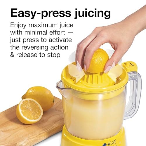 Proctor Silex Alex's Lemonade Stand Electric Citrus Juicer Machine, Large 34 oz. Pitcher, Pressure Activated, for Lemons, Limes and Oranges, 34 oz, Includes 2 Reamers & Recipe Book, Yellow (66341) thumbnail 5