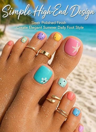 TOSGMY 4Pcs Toe Rings for Women Non Tarnish 14K Gold Filled Toe Ring Adjustable Flower CZ Band Wave Dainty Toe Ring Summer Beach Open Toe Rings Set Waterproof Toe Jewelry Foot Jewelry - Image 1