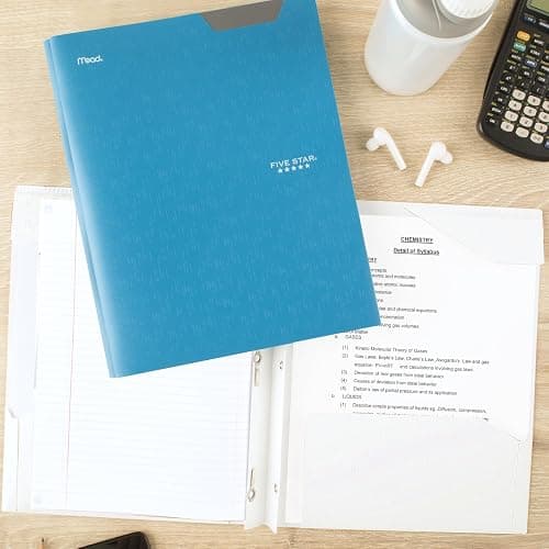 Five Star 2-Pocket Folder, Plastic Folder with Stay-Put Tabs and Prong Fasteners, Holds 8-1/2" x 11" Paper, White (72494) thumbnail 2