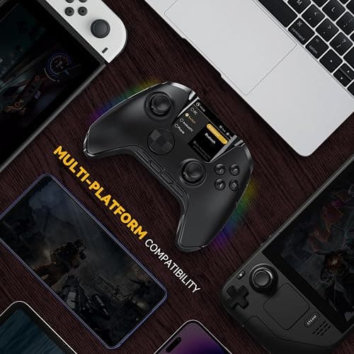 ManbaOne Interactive Screen Wireless Gaming Controller for PC/Switch/Switch 2/iOS/Android,Hall Effect Stick & Trigger,RGB Lighting,Remappable Buttons,1800mAh with Charging Dock (Black) thumbnail 5