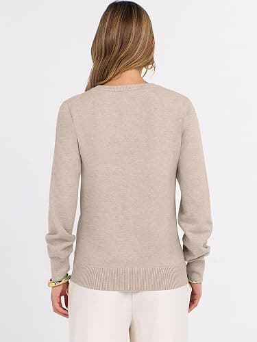 ANRABESS Womens Long Sleeve V Neck Sweaters 2025 Fall Casual Classic Soft Loose Fit Basic Pullover Jumper Top thumbnail 3