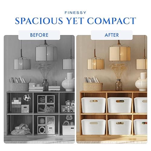 FINESSY White Plastic Bins for Organization, Stackable Storage Containers Kitchen Pantry, Bathroom, Small Closet, Under Cabinet Organizer, Small Storage Containers for Shelves, Plastic Organizer Bins thumbnail 6