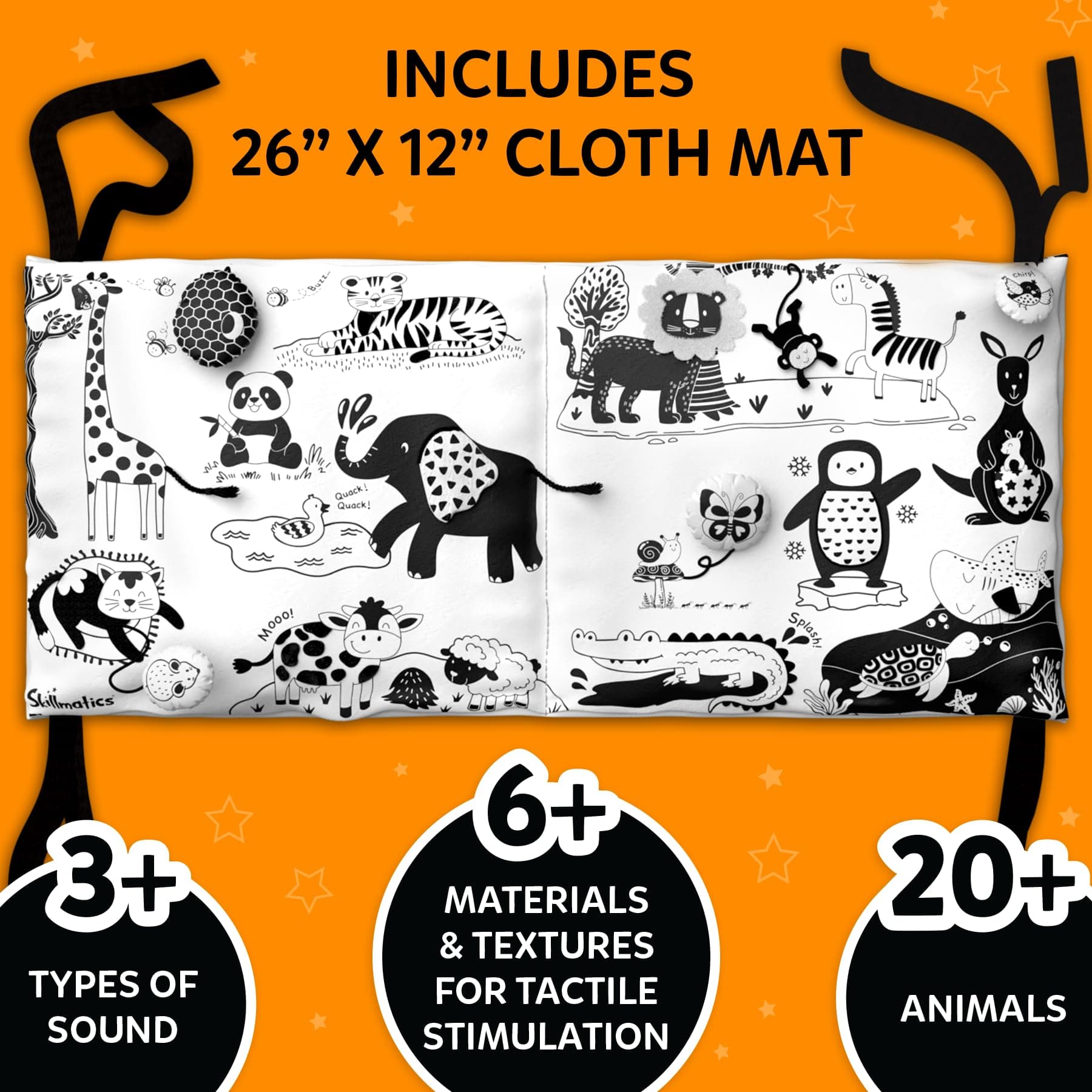 Skillmatics High Contrast Sensory Cloth Mat for Babies & Infants - Newborn Visual Stimulation, Observation Skills, Gifts for 0 to 18 Months, Multicolor thumbnail 2
