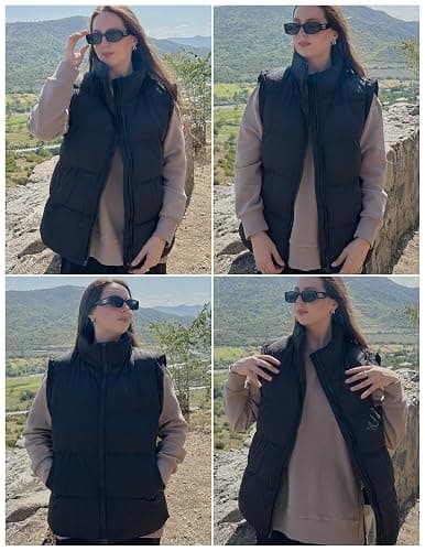Zeagoo Puffer Vest Women Sleeveless Lightweight Quilted Jacket Stand Collar Zip Up Down with Pockets Winter Outerwear 2025 thumbnail 4