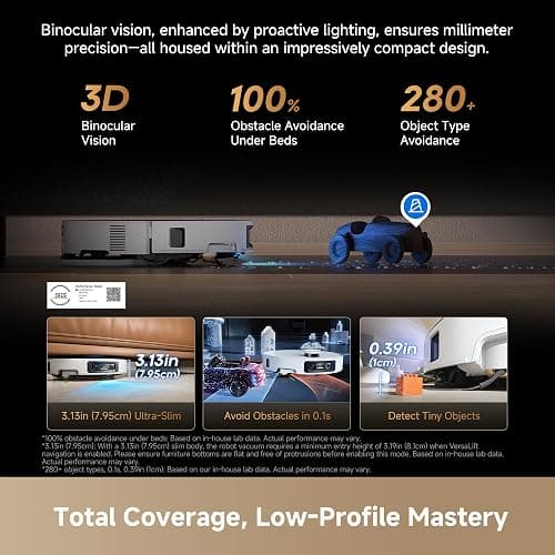 DREAME X60 Max Ultra Complete Robot Vacuum and Mop, Ultra-Thin Design, 35,000Pa Suction, Self Emptying&Refilling, Mop Self-Cleaning, 280+ Obstacle Avoidance, White thumbnail 2
