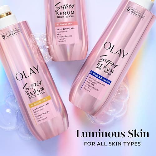 Olay Super Serum Body Wash for Extra Dry Skin, 24hr Long Lasting Hydration, 5+ Ingredient Serum Complex for Bright Even Firm Luminous Skin, 18.5 fl oz thumbnail 12