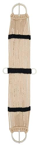 Weaver Equine Rayon 17 Strand Horse Cinch, Anti-Slip Saddle Cinch Girth with Flat Buckle, Western Horse Riding Supplies, ‎Tan/Black - Image 1