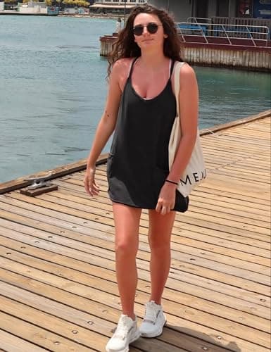 GTLIAE Summer Dress for Women 2026 Hot Shot Mini Romper Dresses Athletic Spaghetti Strap Tennis Dress Built in Shorts thumbnail 6
