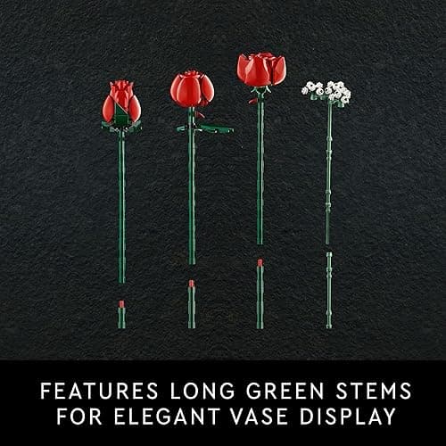 LEGO Botanicals Bouquet of Roses Artificial Flowers - Fake Red Roses Building Set for Adults, Ages 18+ - DIY Kit for Home Decoration - Floral Birthday Gift Idea - 10328 - Multicolor thumbnail 5