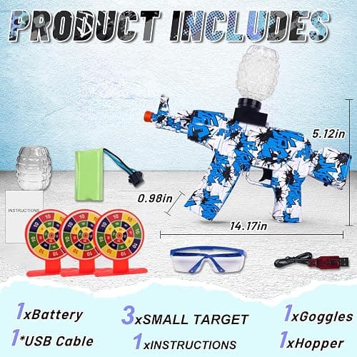 Electric Gel Ball Blaster 160+ FPS High Speed with Goggles, Rechargeable Gel Ball Splatter Toy - Shooting Team Game Outdoor Activities Party Gift for 14 Age Up (Blue) thumbnail 3