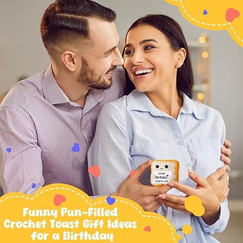 A little Birthday Toast to you - Funny Happy Birthday Gifts for Women, Men, Mom, Dad, Girls, Boys - Unique Crochet Toast Gift Card - Cute Keepsake & Desk Decor Alternative for Her, Him, Best Friend thumbnail 7