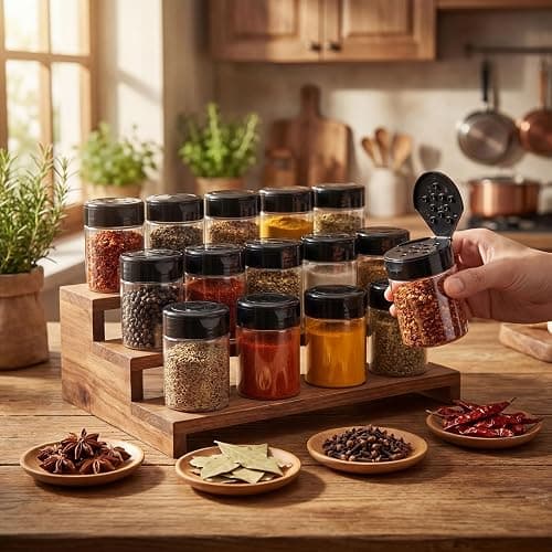 Blushtier 24 Pack 1 oz Plastic Spice Jars with Shaker Lids Clear Seasoning Containers Bottles Round Mini Spice Shakers for Kitchen Storing Herbs Seasoning Powders thumbnail 2