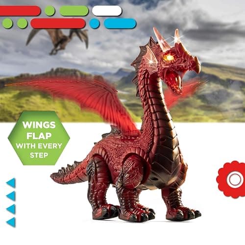 Discovery Fire-Breathing RC Dragon with Smoke Breath, Walking, Wing Flapping, Realistic Roaring Sounds| Light-Up Large Dinosaur Toy| Remote Control Robot Dino Mythical Creature| Kids Boys Gift| Age 6+ thumbnail 4