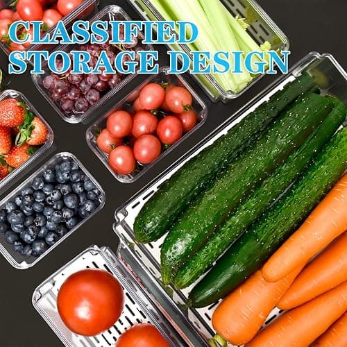 Pomeat 10 Pack Fridge Organizer, Stackable Refrigerator Bins with Lids, BPA-Free Produce Fruit Storage Containers for Fridge, Clear for Food, Drinks, Vegetable thumbnail 7