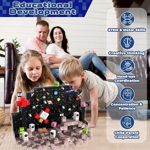Annexfun Magnetic Blocks-100PCS Magnetic Building Blocks,Space Rocket Magnetic Tiles Cubes 2026 Upgraded STEM Game, Christmas Birthday Gifts for 3 4 5 6 7 8 9 10 Year Old Boys and Girls thumbnail 6