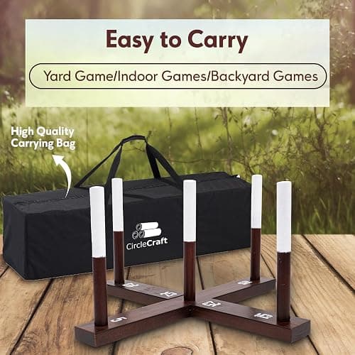 CircleCraft Rustic Ring Toss Game for Kids & Adults – Outdoor Yard Games with Rope Rings, Portable Wooden Lawn Game for Family Fun, Backyard, Beach, Camping & Picnic Activities for Christmas & Easter thumbnail 7