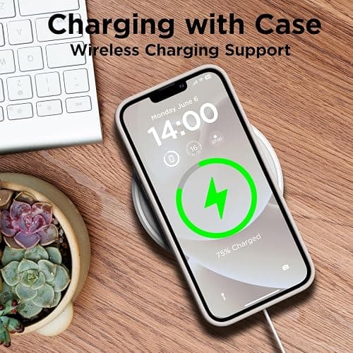 COFFKER Designed for iPhone 14 Plus Case Silicone, with 2X Screen Protectors, Full Body Shockproof Protective Cover, Liquid Silicone Slim Thin Phone Case for iPhone 14 Plus 6.7", Stone thumbnail 5