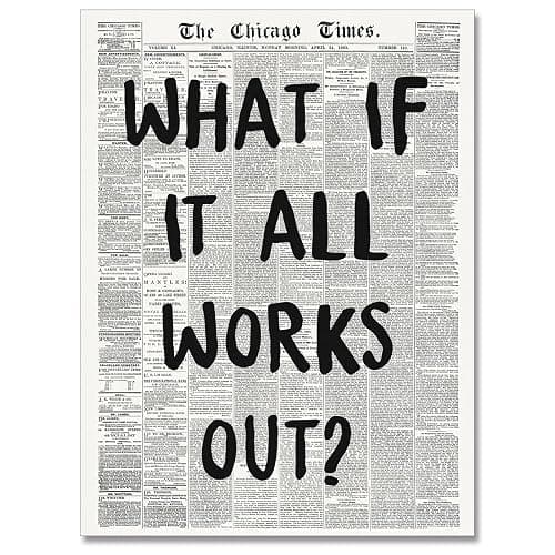 zphvaqd Trendy Newspaper Canvas Wall Art，What If It All Works Out Print，Black and White Poster，Fashion Home Decor for Bathroom Teen Room 12 x 16 in Unframed thumbnail 3
