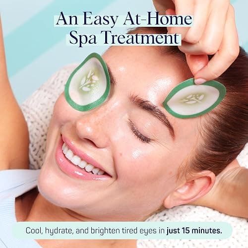 SpaLife Cooling Cucumber Eye Pads | Spa Gifts & Korean Dark Circles & Puffy Eyes Treatment | Nourishing Cucumber Eye Pads | Eye Mask for Puffy Eyes Daily Depuffing Eye Patches | 4 Packs of 12 thumbnail 4