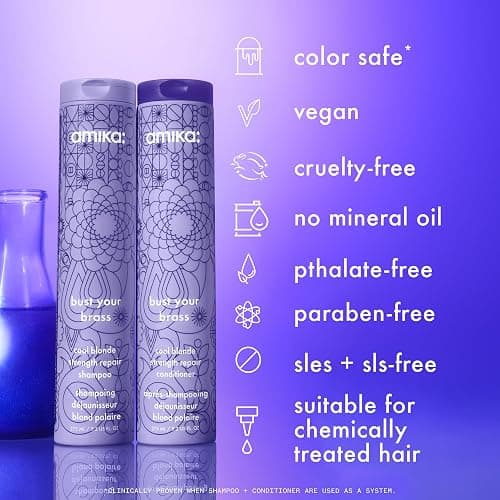 amika bust your brass cool blonde strength repair shampoo thumbnail 12