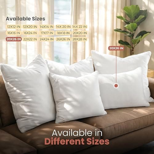 Utopia Bedding 20x26 Pillow Inserts, Set of 2, White – Indoor Decorative Throw Pillows for Bed, Sofa & Couch – Soft, Supportive & Fluffy Cushion Inserts thumbnail 8