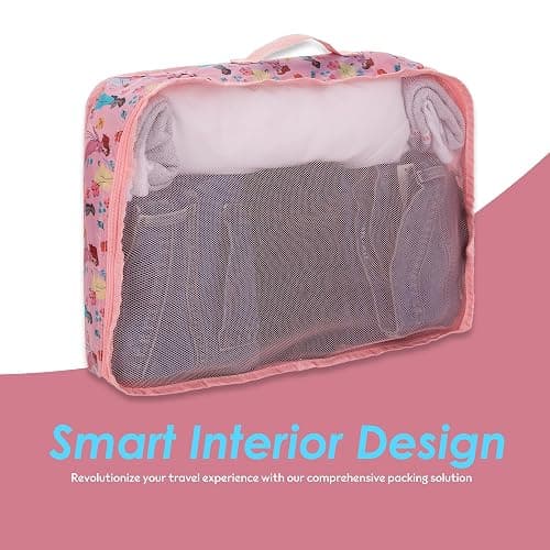 Disney Minnie Mickey Stitch Packing Cubes - Winnie the Pooh, Princess Cinderella, Cars, Toy Story 5 Piece Packing Cubes Compression - Travel Essential - Luggage Suitcase Organizer Set thumbnail 5