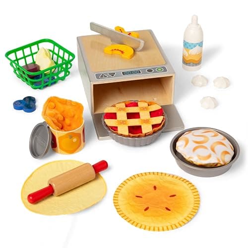Melissa & Doug Make and Bake Pies Pretend Play Food Set and Wooden Oven with Squishy Dough for Ages 3+ - FSC Certified - Image 1