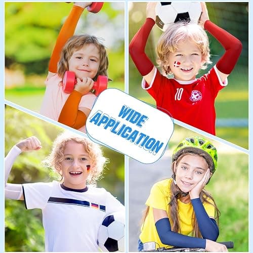 Mepase 14 Pairs Arm Sleeves for Kids UV Sun Protection Cooling Arm Compression Cover Boy Girl Toddler Sport Football thumbnail 5