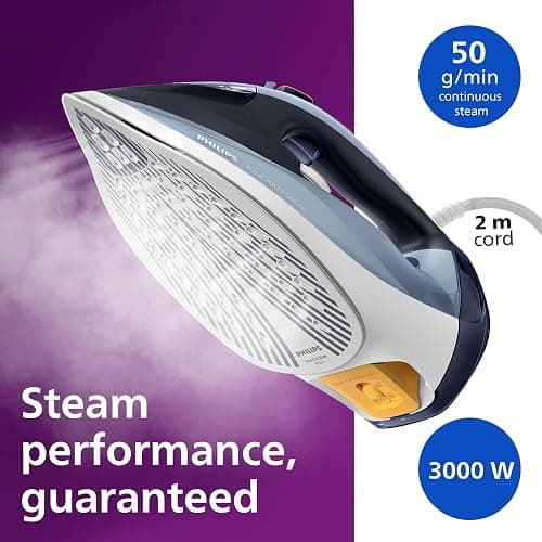 Philips Azur 7000 Series Steam Iron - 2800 W, 50 g/min Continuous Steam, 250 g Steam Boost, Vertical Steam, SteamGlide Plus Soleplate, Louros/Cotton Blue (DST7020/20) thumbnail 3
