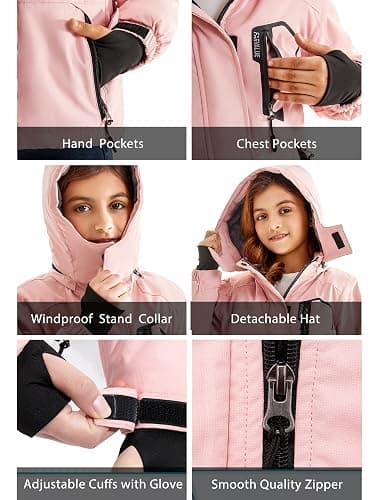FARVALUE Girls Waterproof Skiing Jacket Windproof Winter Coat Warm Snow Coat with Removable Hood thumbnail 6