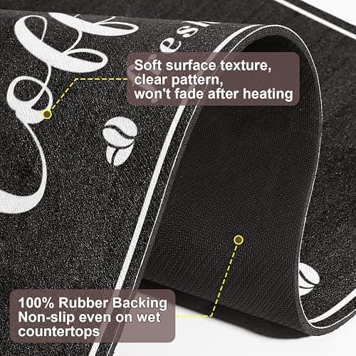CooRug Absorbent Coffee Mat, Fashion Dish Drying Mat for Kitchen Counter Coffee Bar Accessories Espresso Machine Dish Rack 12" x 20" Black thumbnail 7