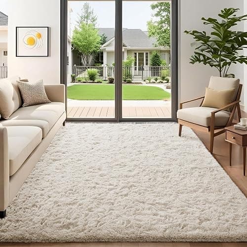 Ophanie 5x7 Area Rugs for Living Room Ivory, Fluffy Shag Large Fuzzy Plush Soft Rug, Shaggy Floor Big Carpets for Bedroom Nursery, Kids Home Decor Aesthetic - Image 1