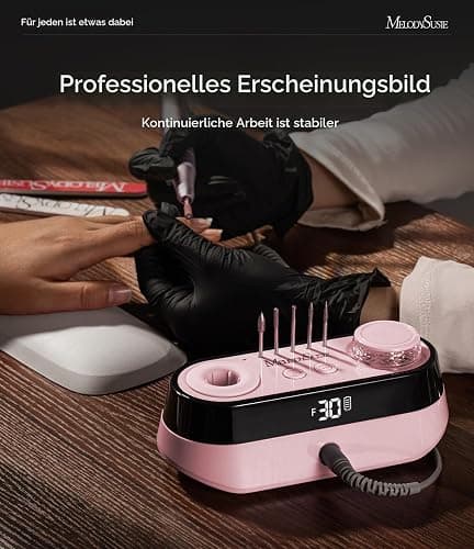MelodySusie Professioneller Tisch-Nagelfräser SC320A für Nageldesigner | 30.000 U/min, Wiederaufladbar, LED-Anzeige, Aufsatzhaltern, zum Nageldesign & Gel-Entfernung, für Salon thumbnail 4